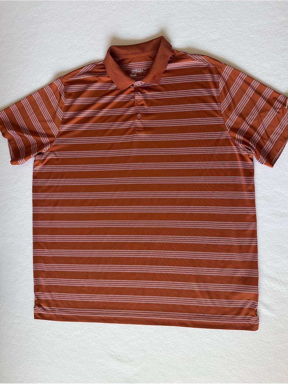 Nike Golf Men's Burnt Orange and White Stripe Dri Fit 3XL